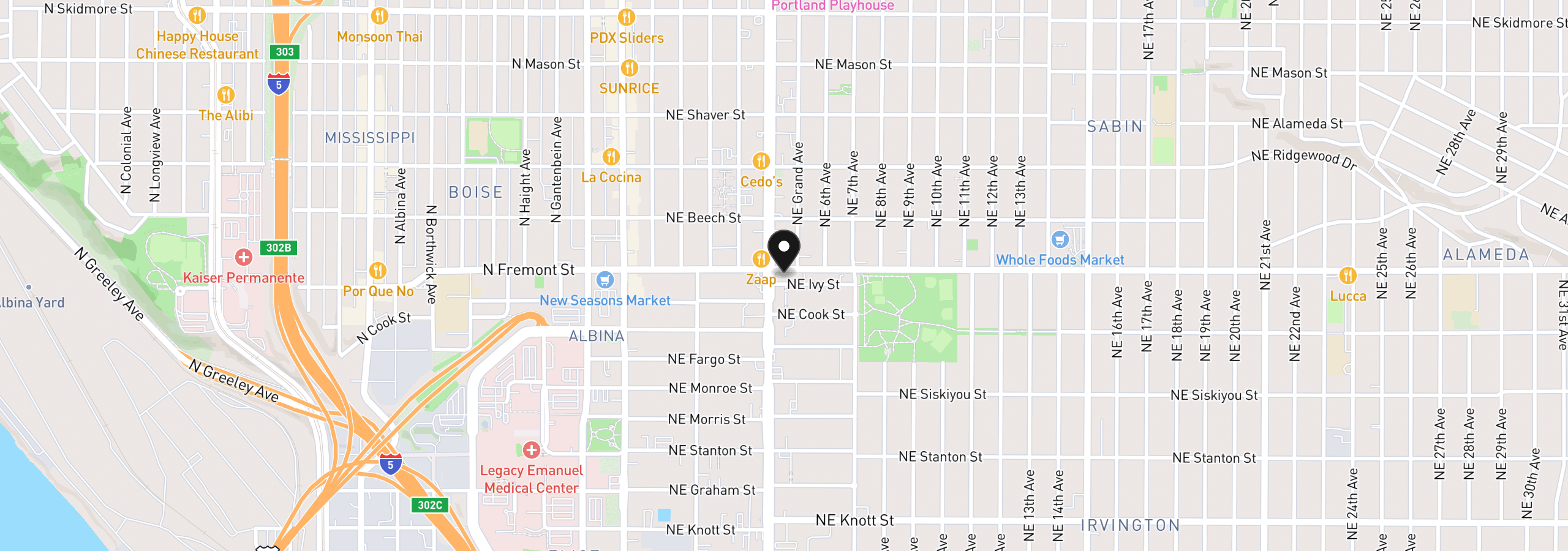 Map showing the location of NE Mlk and Fremont Blvd, Portland, OR 97212