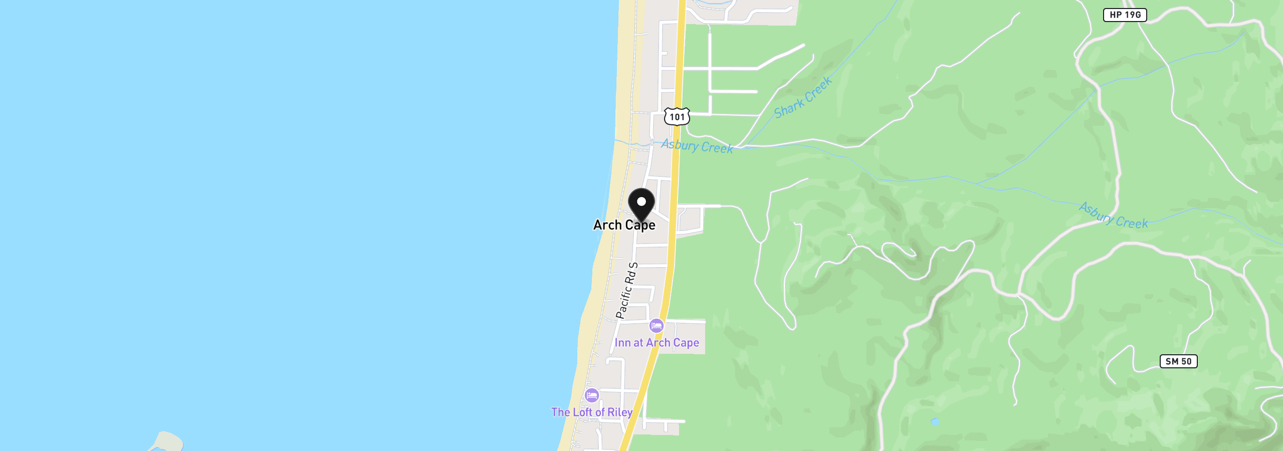 Map showing the location of 80115 Pacific Rd, Arch Cape, OR 97102