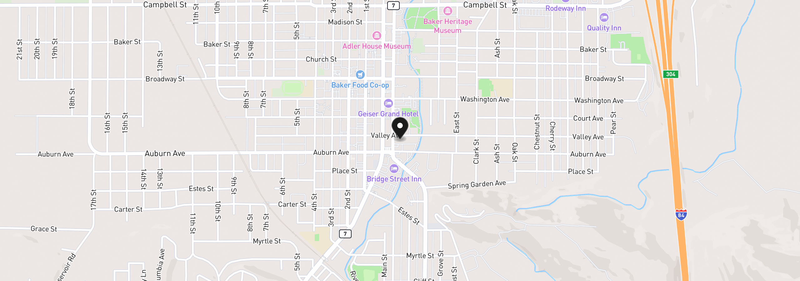 Map showing the location of 1787 Valley Ave, Baker City, OR 97814