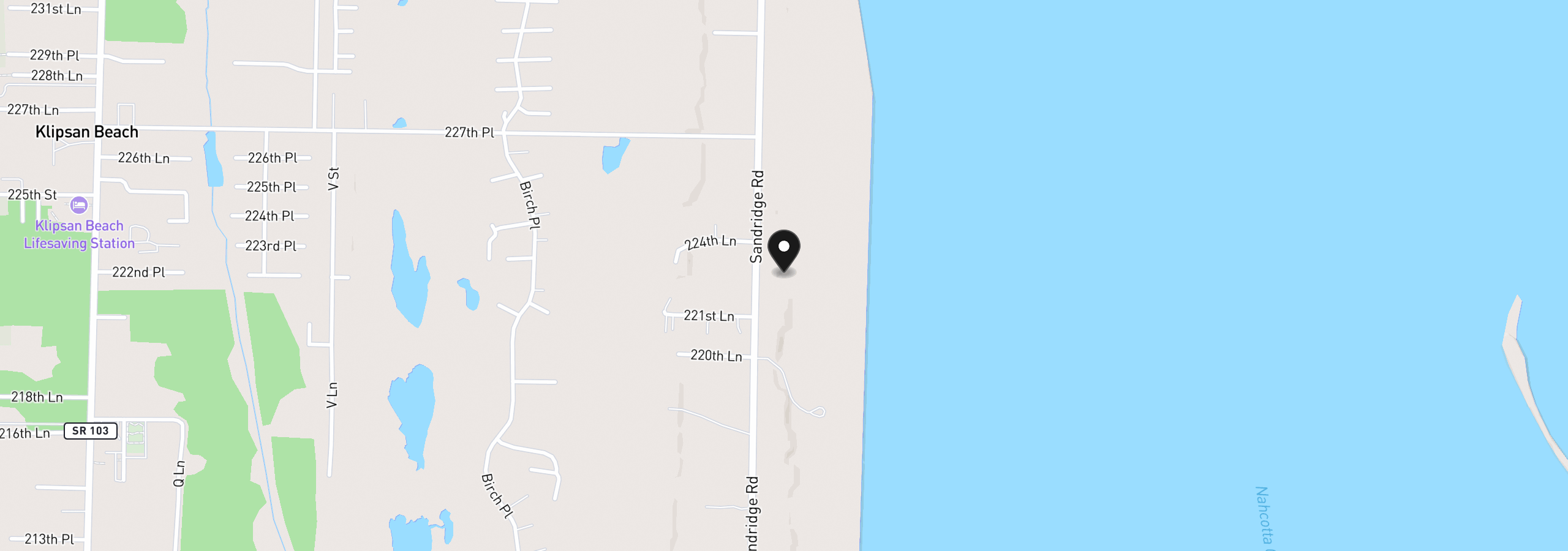 Map showing the location of 22308 Sandridge Rd, Ocean Park, Wa 98640