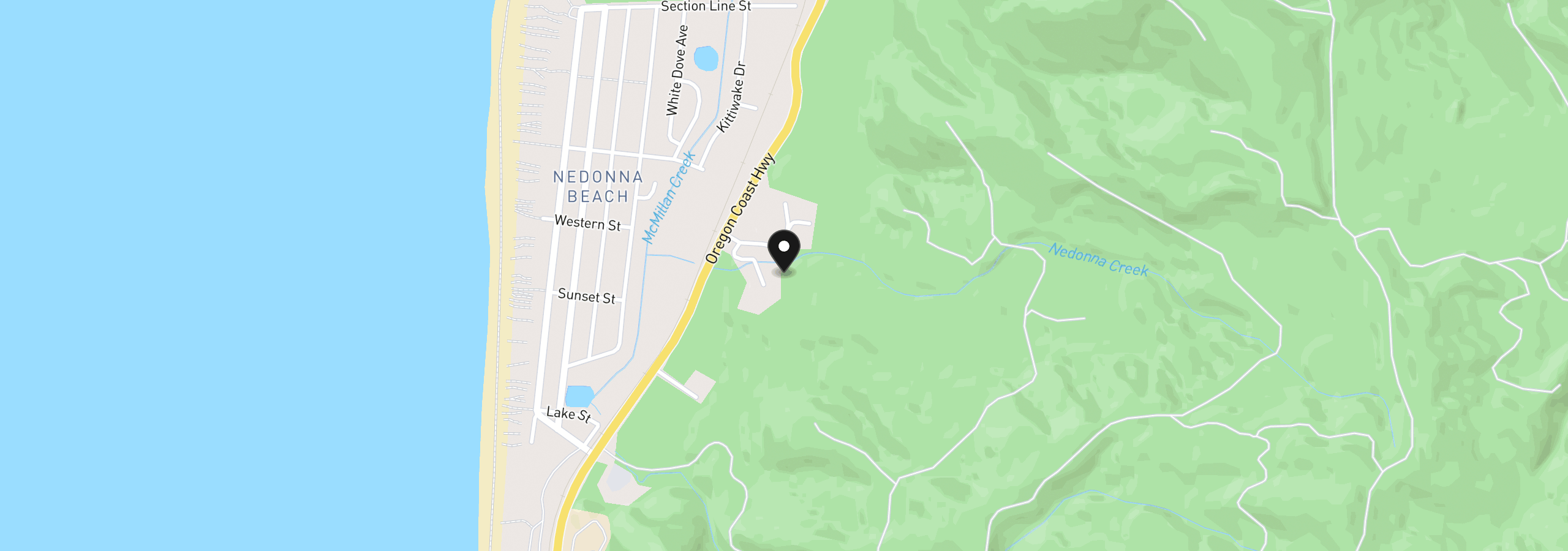 Map showing the location of Vl Scenic View Ct, Rockaway Beach, OR 97136