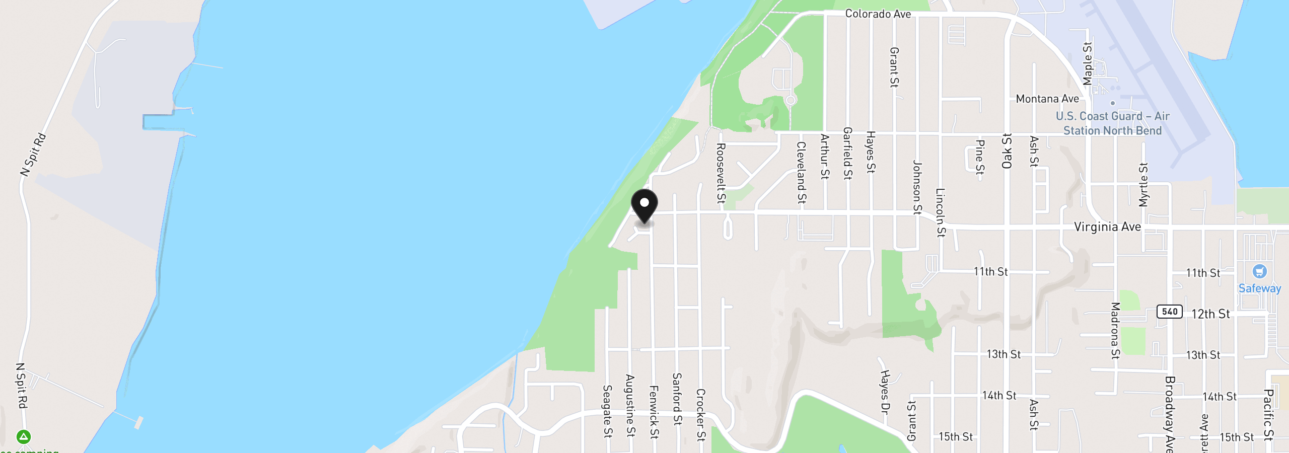 Map showing the location of 1400 Holloway Mews, Coos Bay, OR 97420