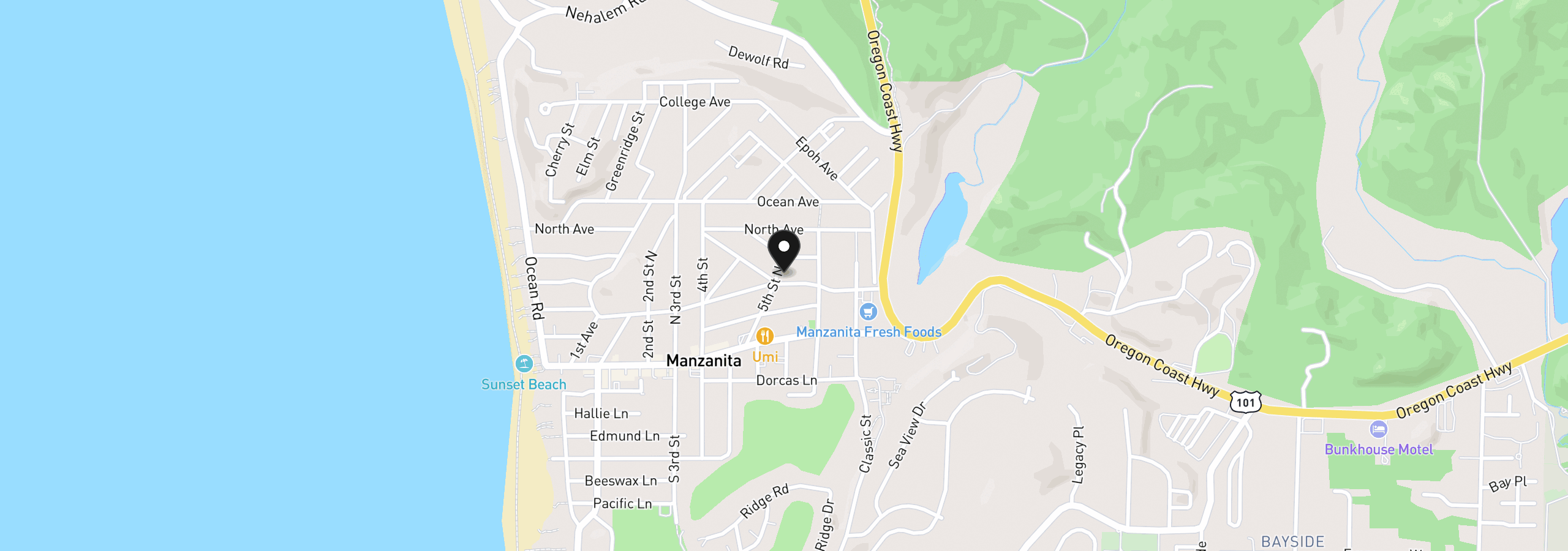 Map showing the location of 519 Manzanita Ave, Manzanita, OR 97130