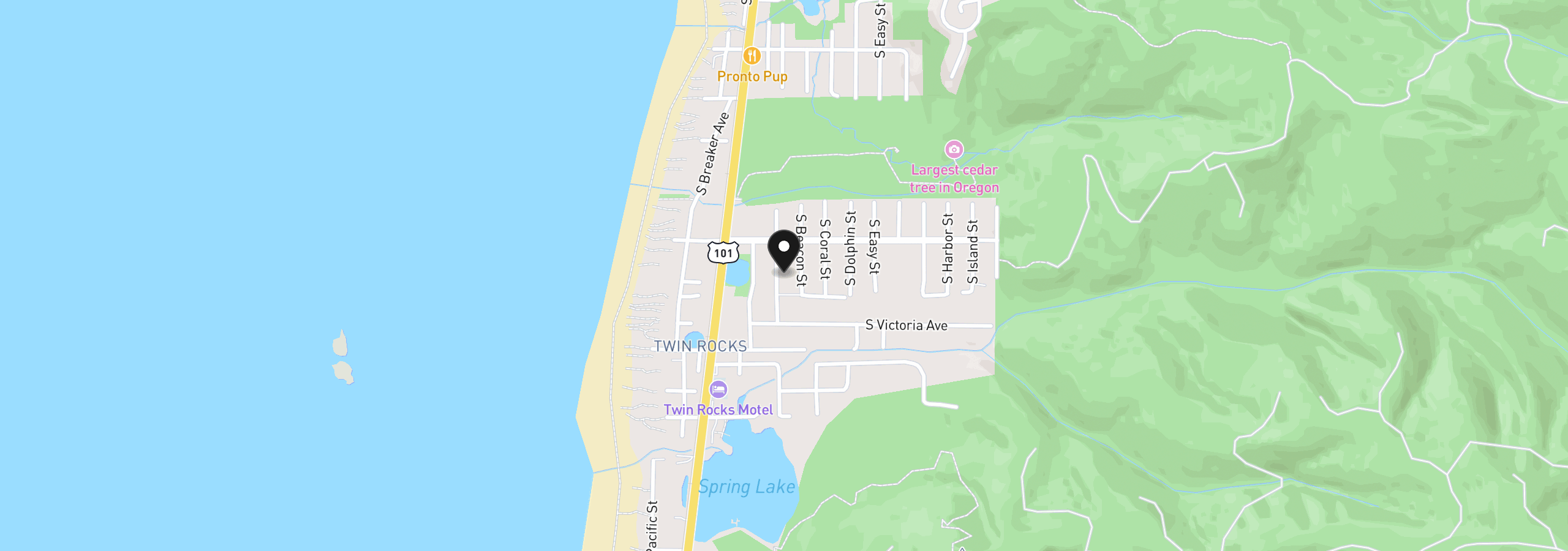 Map showing the location of 1068 S Anchor St, Rockaway Beach, OR 97136