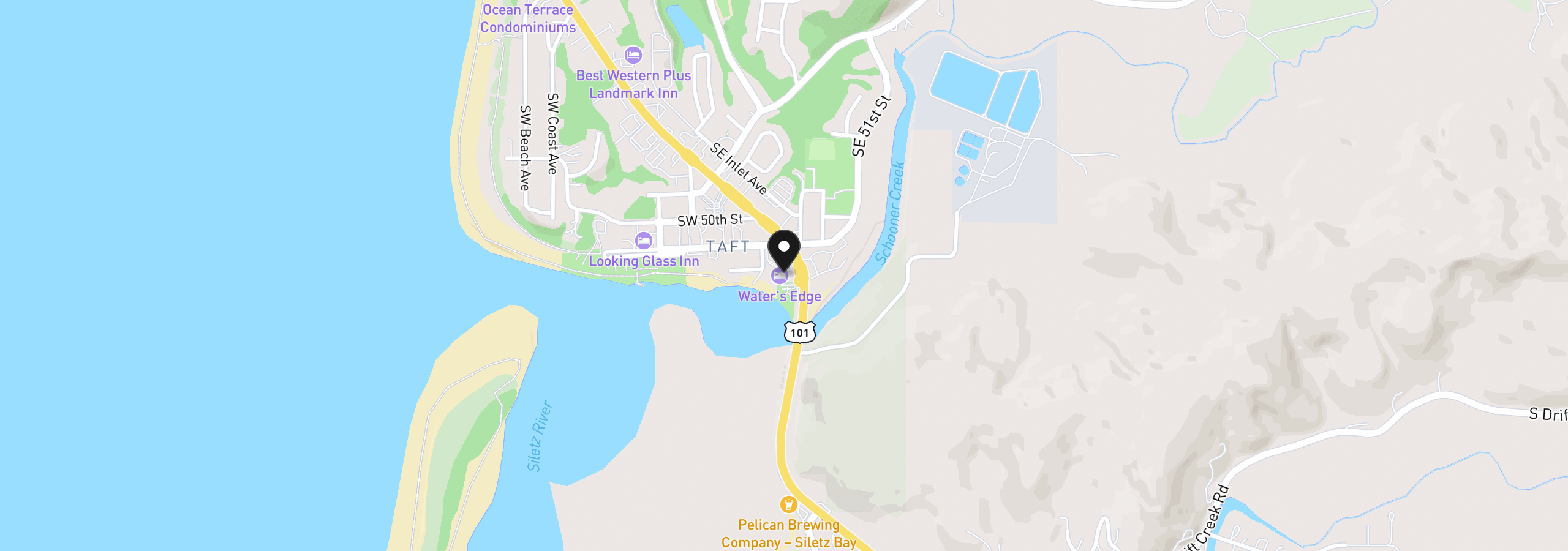 Map showing the location of 5201 SW Highway 101, Lincoln City, OR 97367