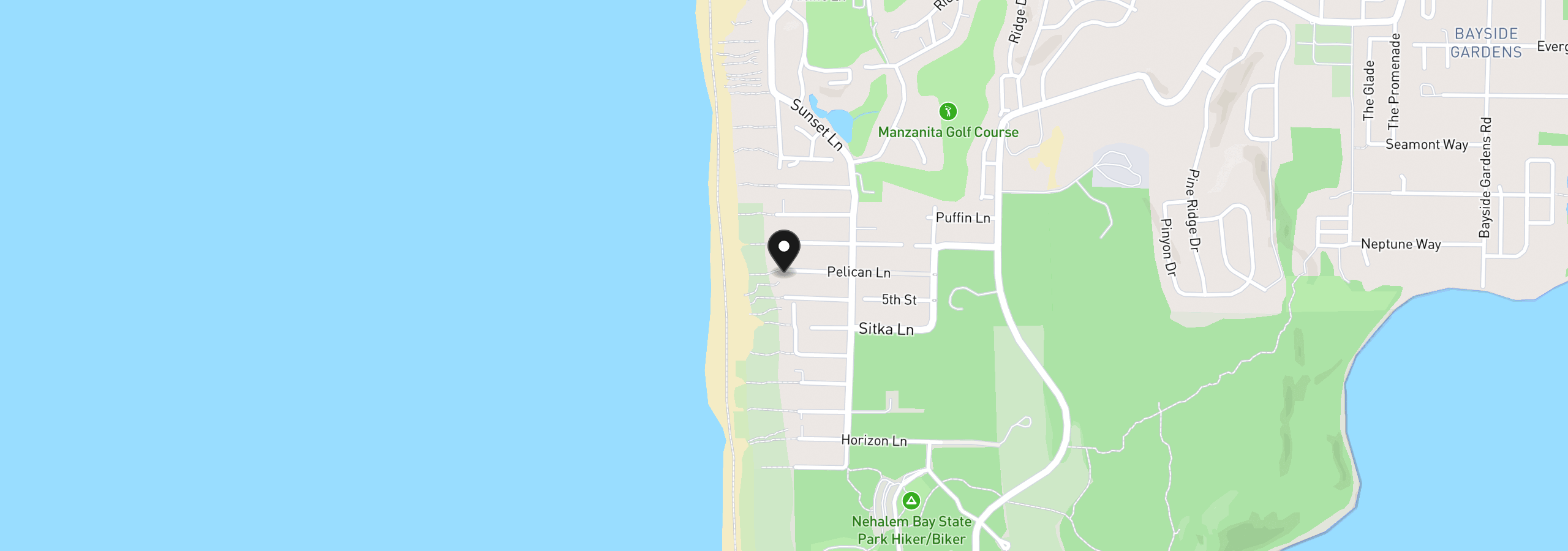 Map showing the location of 8755 Pelican Ln, Manzanita, OR 97130