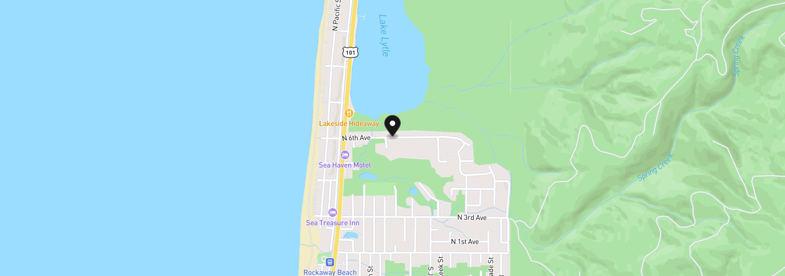Map showing the location of Nedona, Rockaway Beach, OR 97136