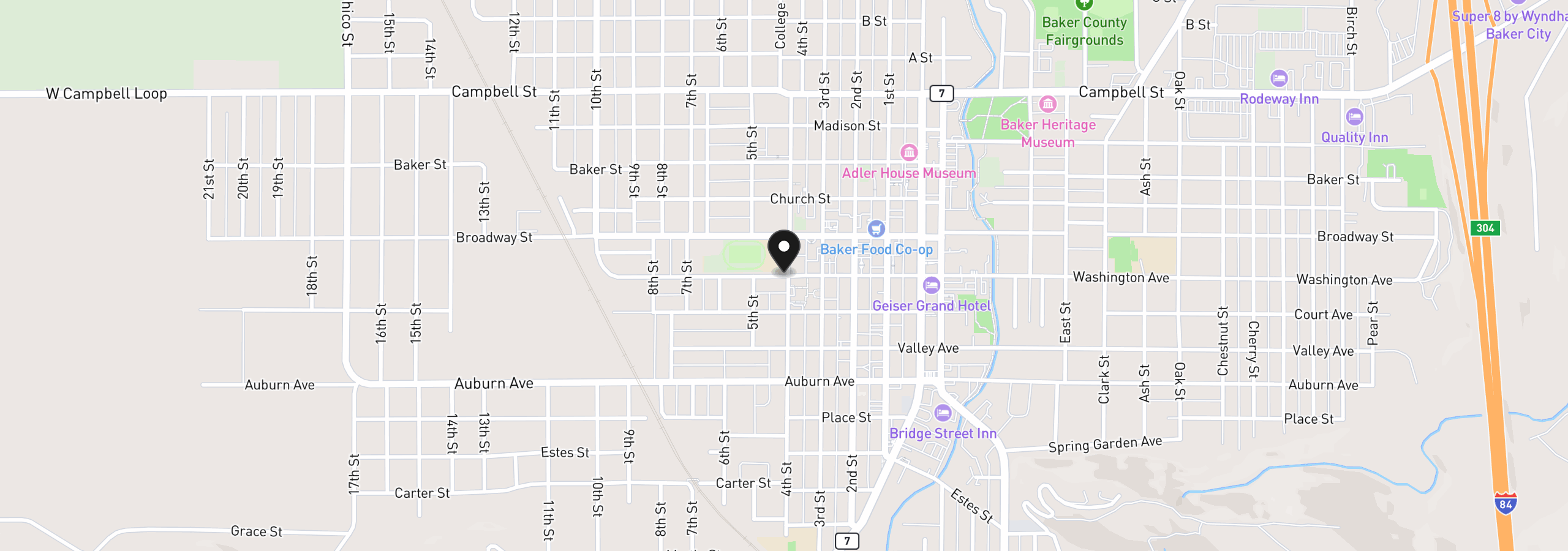 Map showing the location of 0 Hillcrest Dr, Baker City, OR 97814
