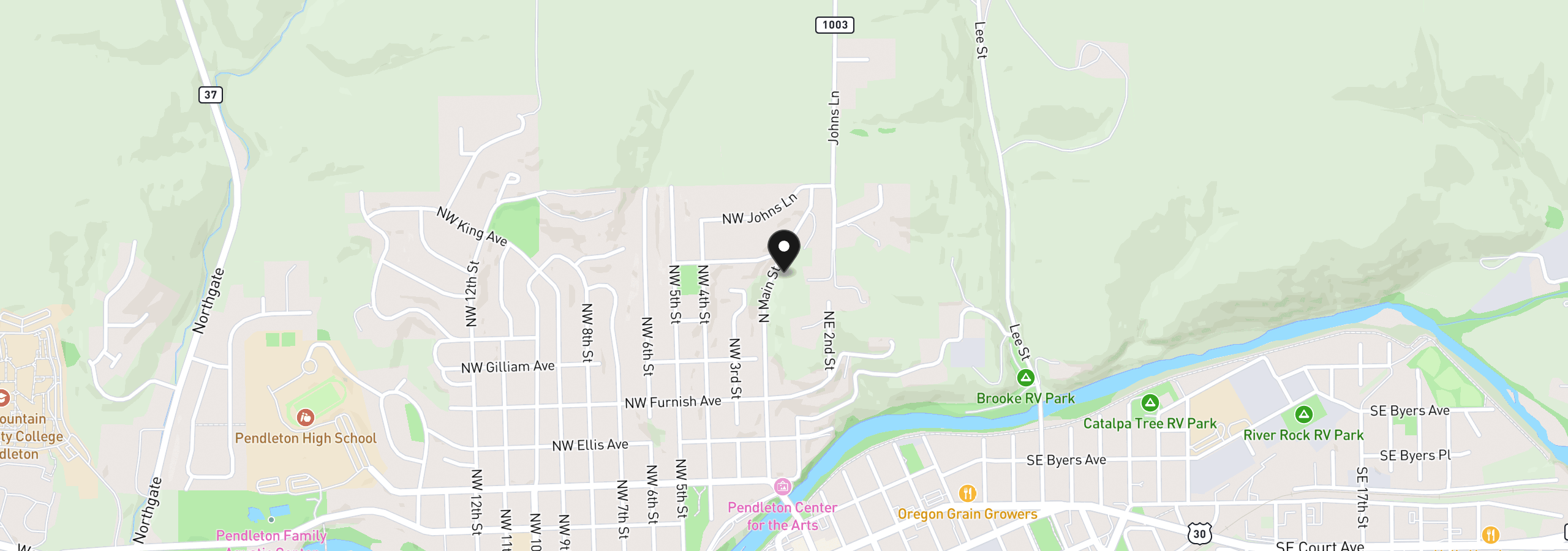 Map showing the location of 732 N Main St, Pendleton, OR 97801