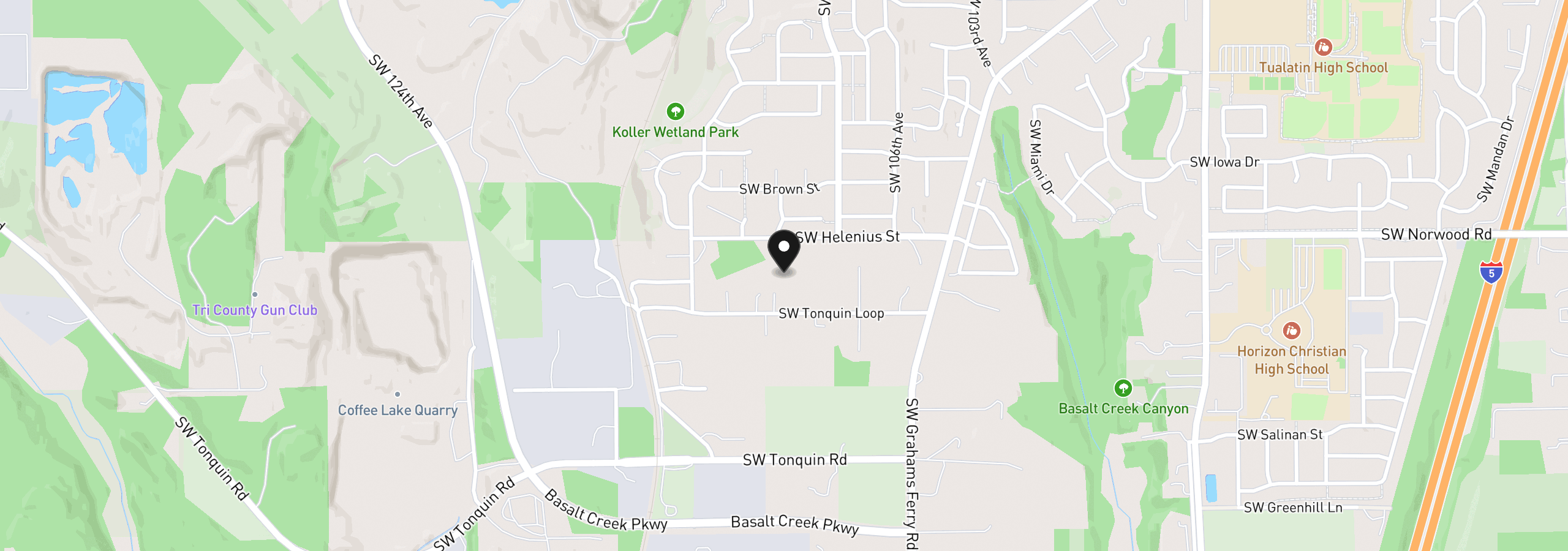 Map showing the location of 10965 SW Tonquin Loop, Sherwood, OR 97140