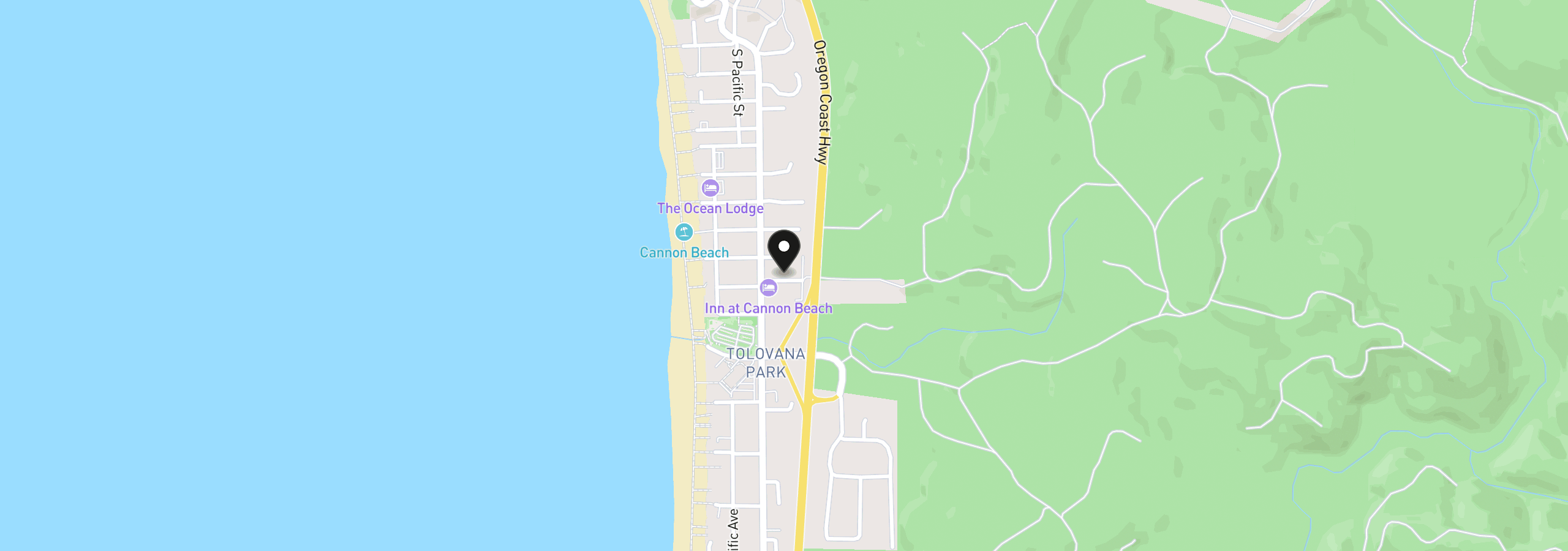 Map showing the location of 132 E Surfcrest Ave C2c, Cannon Beach, OR 97110