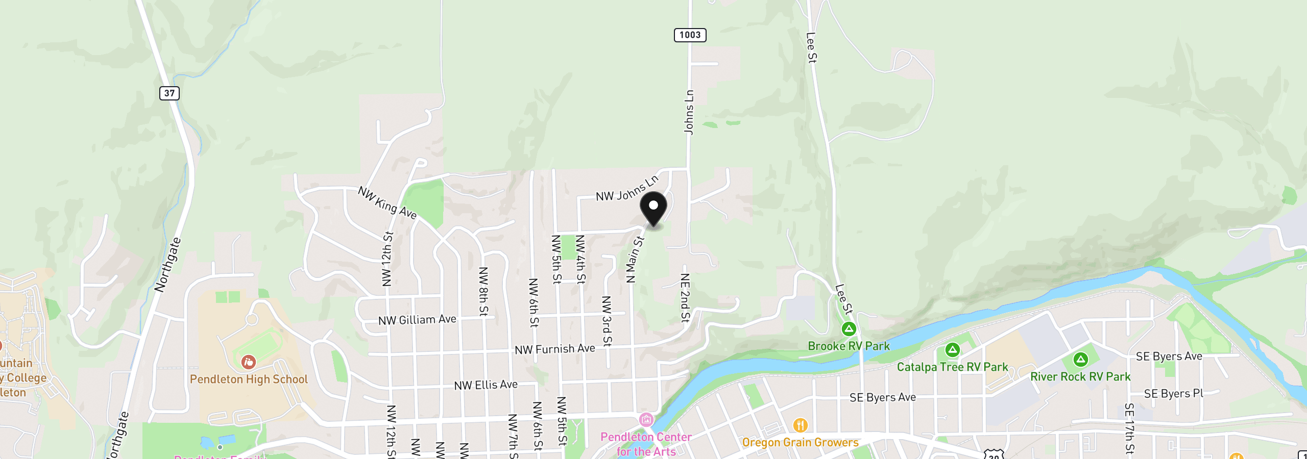 Map showing the location of 744 N Main St, Pendleton, OR 97801