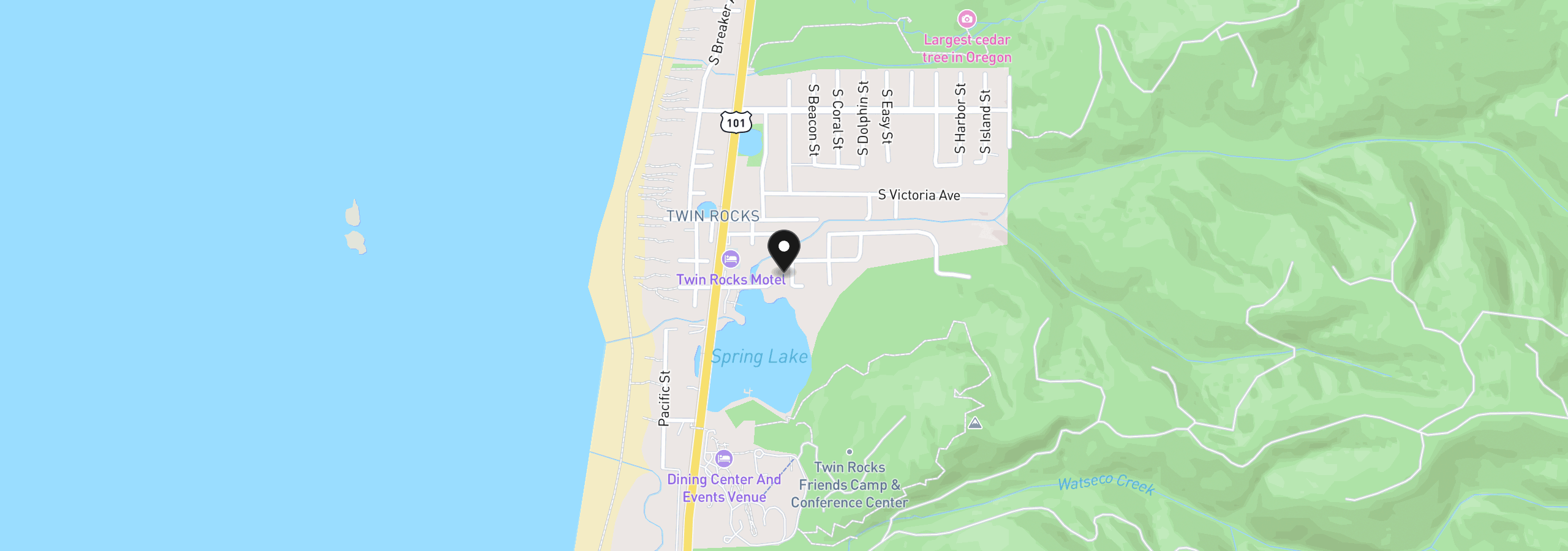 Map showing the location of 1605 Pansy Ct, Rockaway Beach, OR 97136