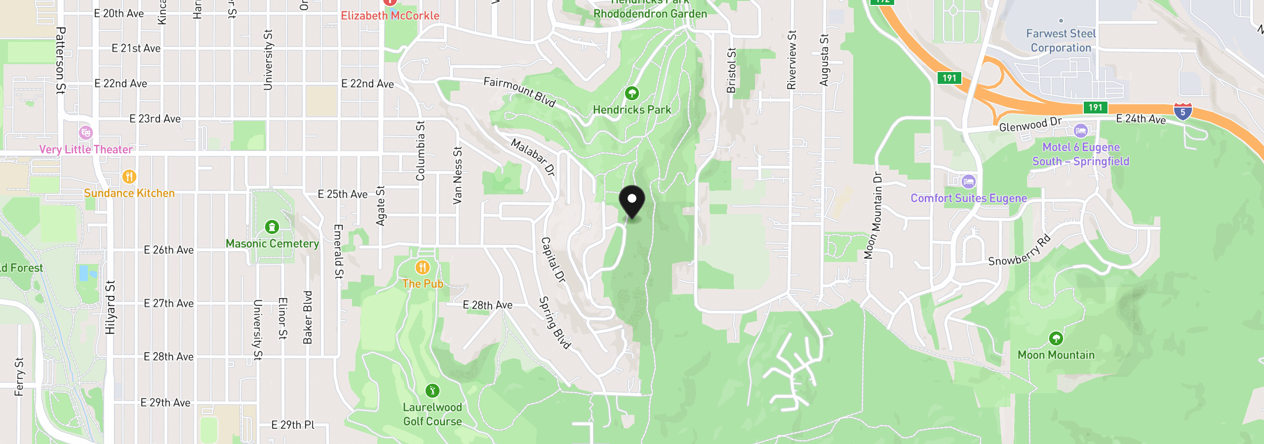 Map showing the location of 2627 Cupola Dr 9, Eugene, OR 97403
