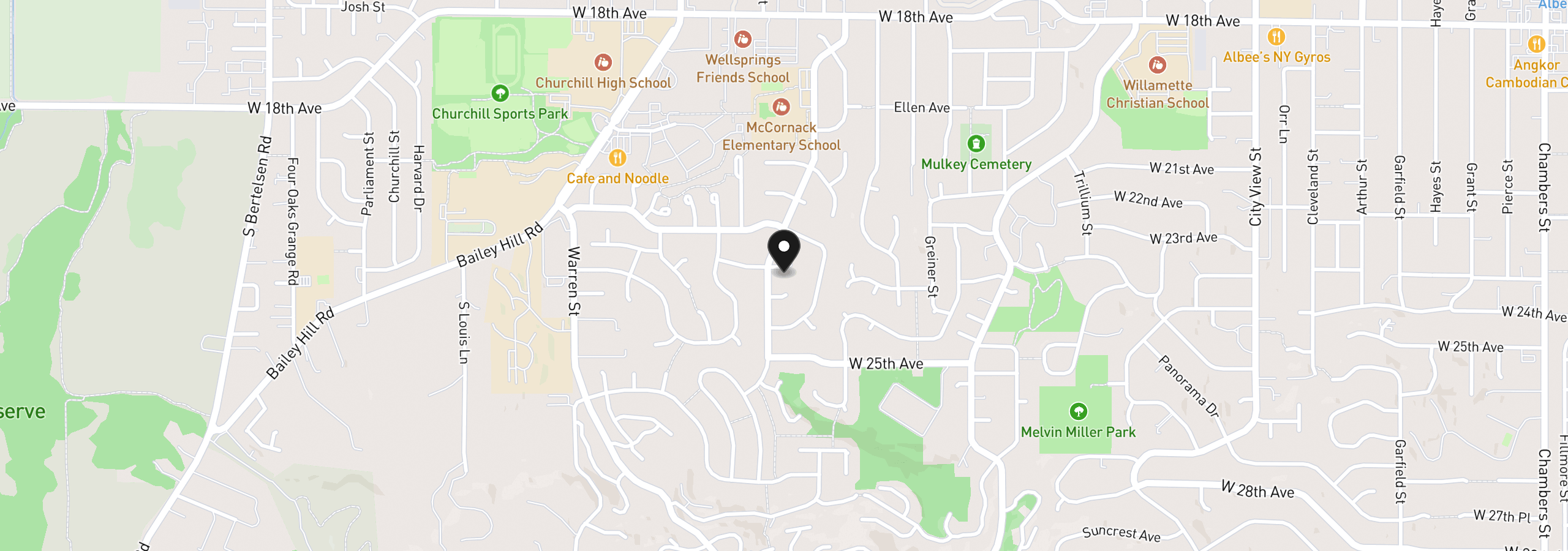 Map showing the location of 2233 Brittany St, Eugene, OR 97405