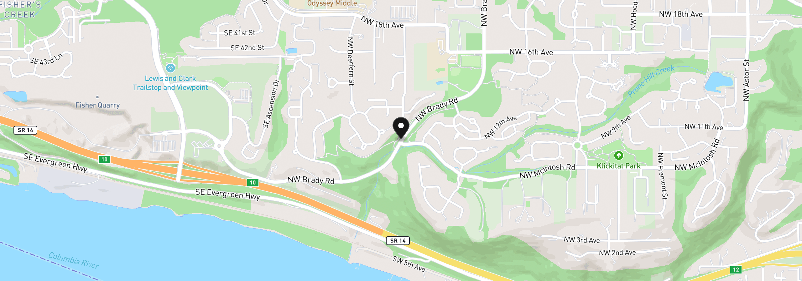 Map showing the location of 560 NW Brady Rd, Camas, Wa 98607