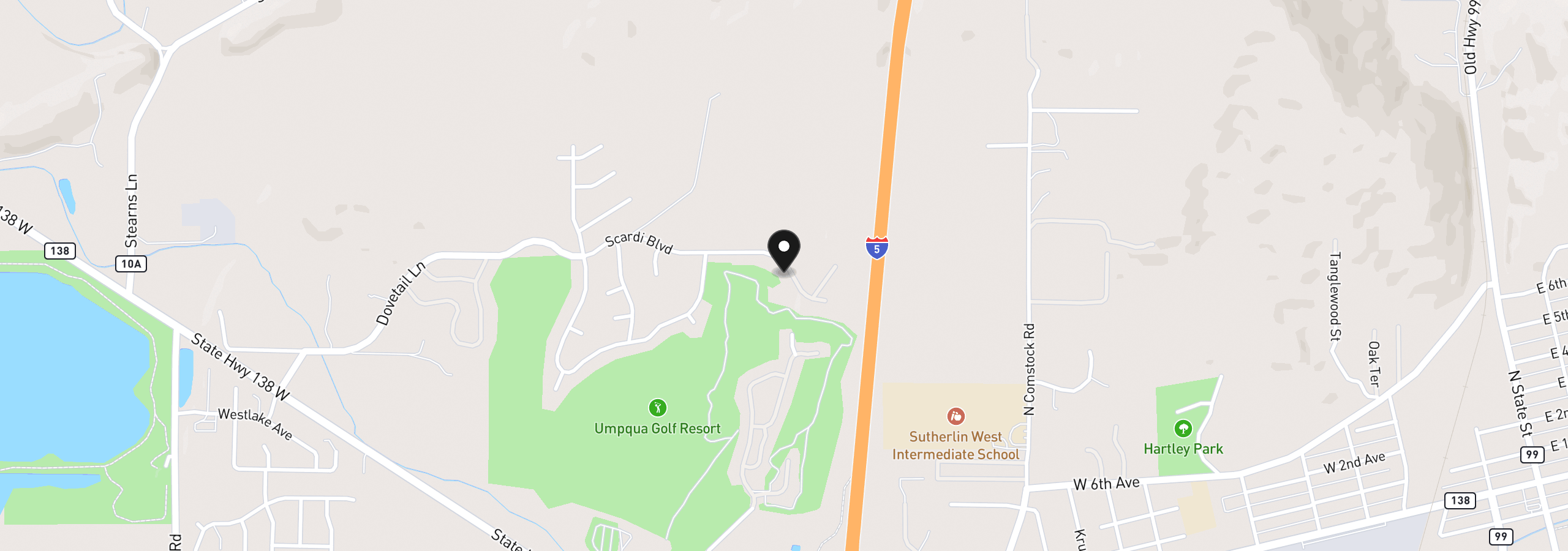 Map showing the location of 1716 Scardi Blvd 174, Sutherlin, OR 97479