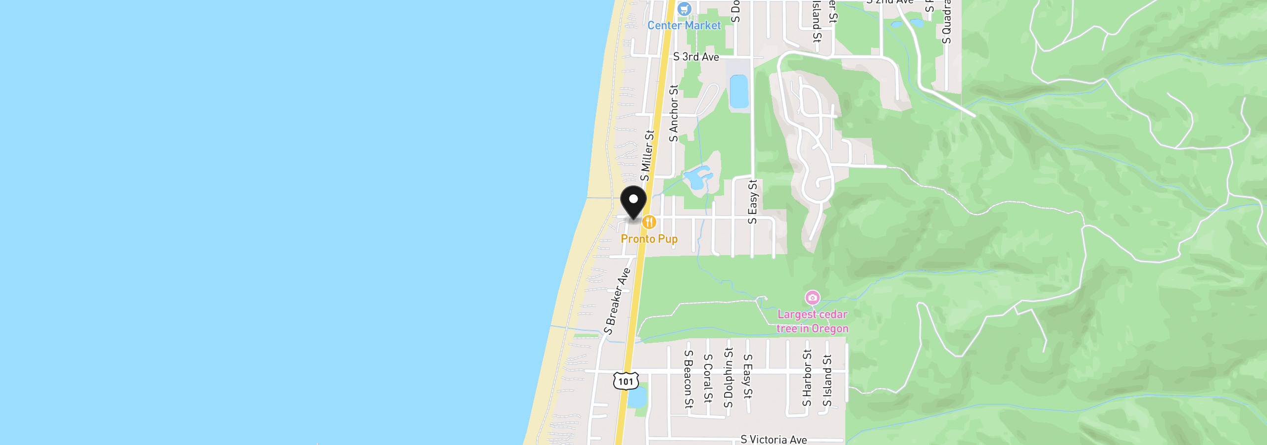 Map showing the location of 604 S Pacific St, Rockaway Beach, OR 97136