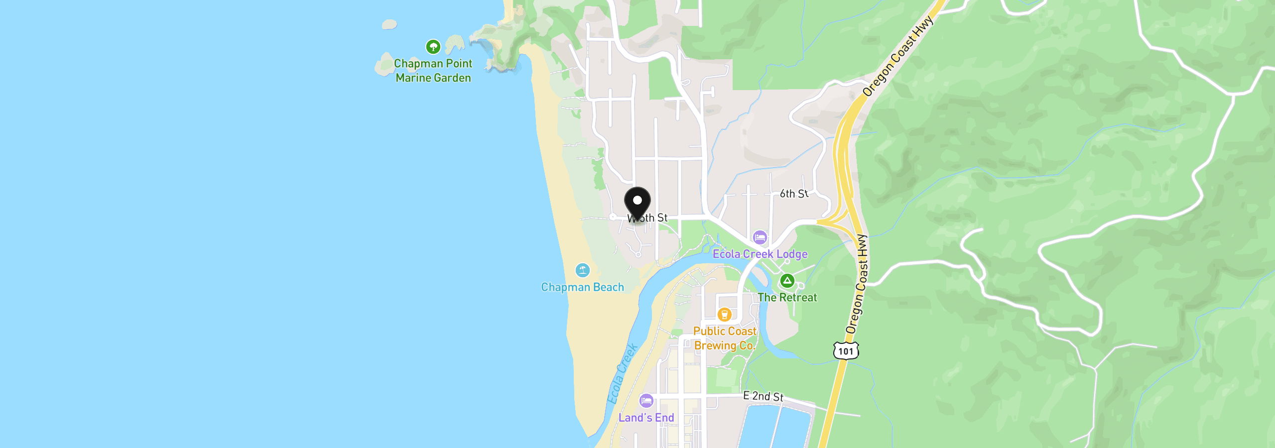 Map showing the location of 151 N Breaker Point Dr, Cannon Beach, OR 97110