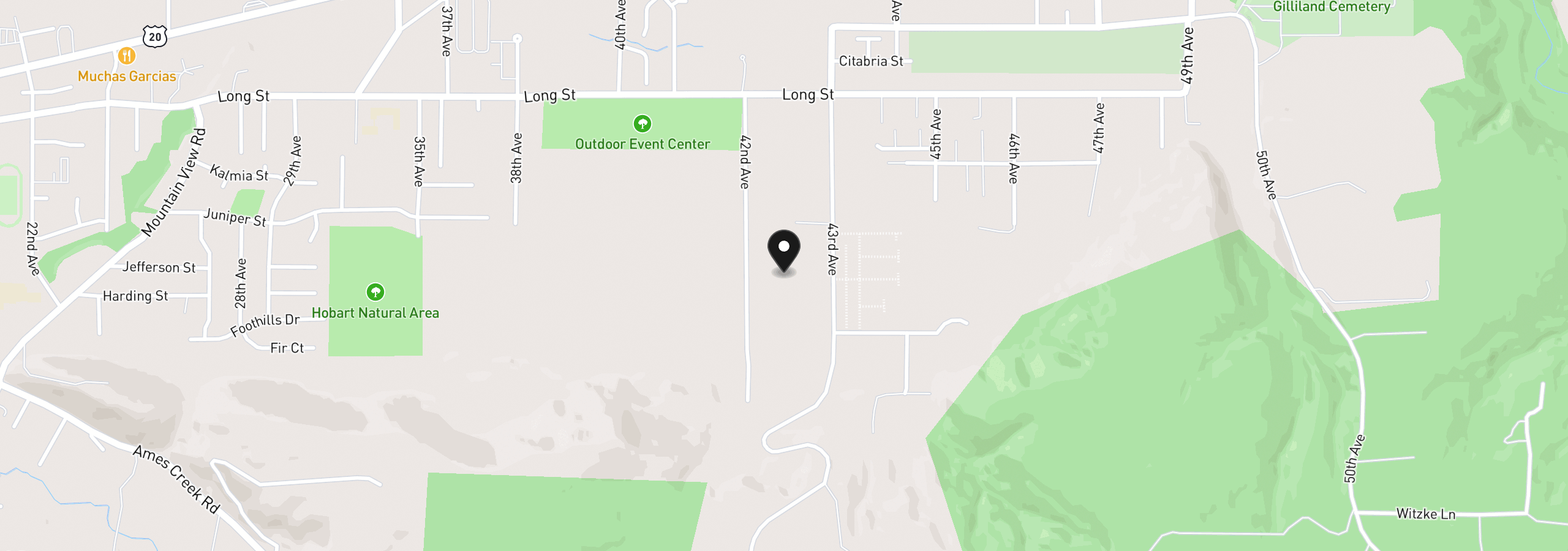 Map showing the location of 993 42nd Ave, Sweet Home, OR 97386