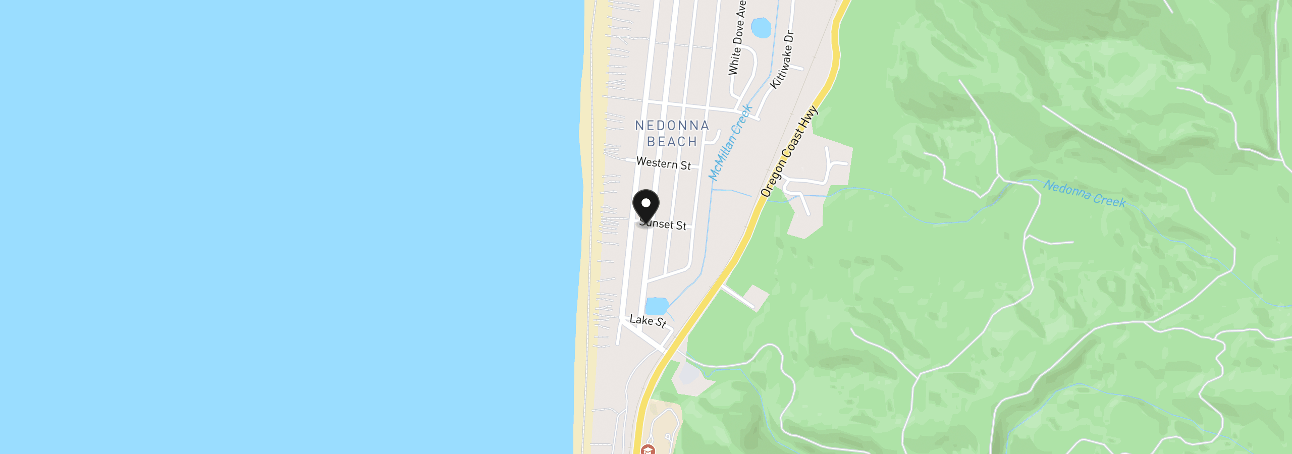 Map showing the location of Nedonna Ave, Rockaway Beach, OR 97136