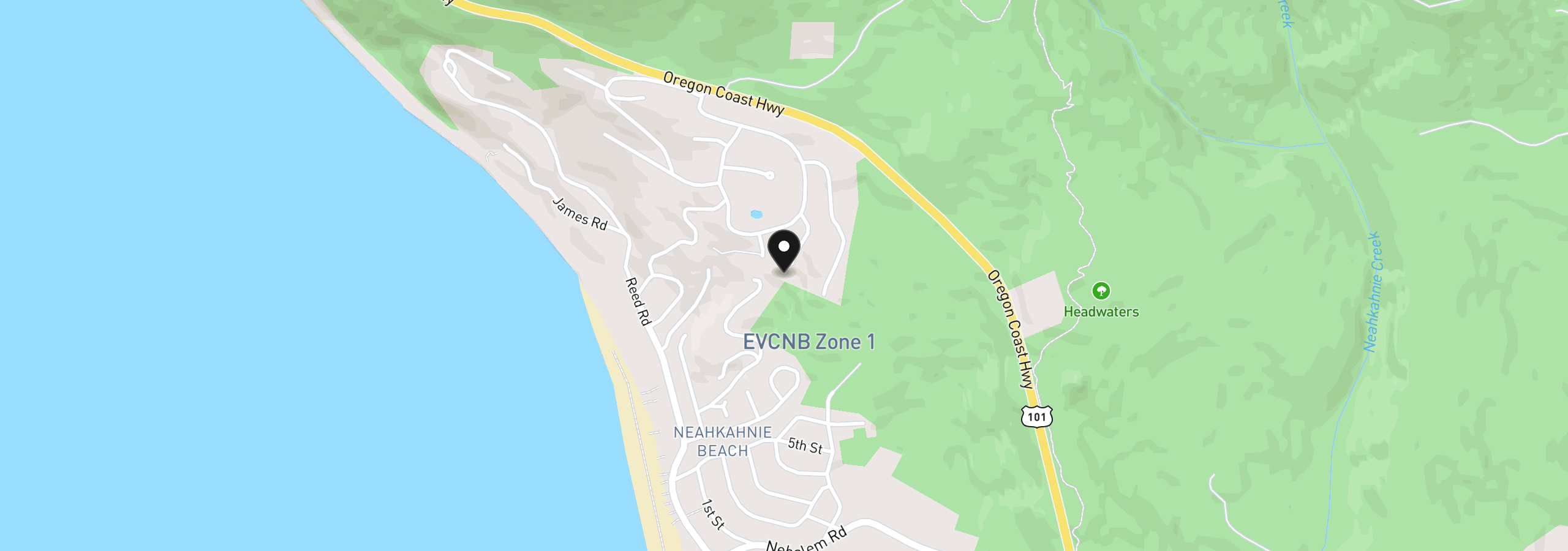 Map showing the location of Tides Trail, Manzanita, OR 97130
