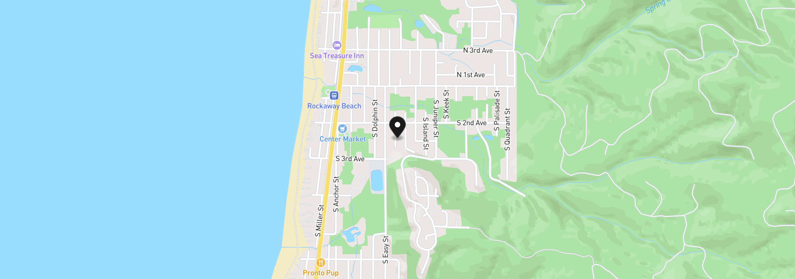 Map showing the location of S Falcon, Rockaway Beach, OR 97136