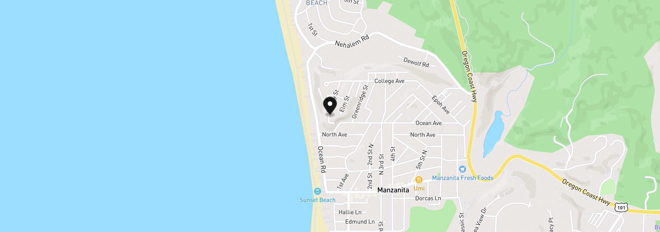 Map showing the location of 716 Cherry St, Manzanita, OR 97130