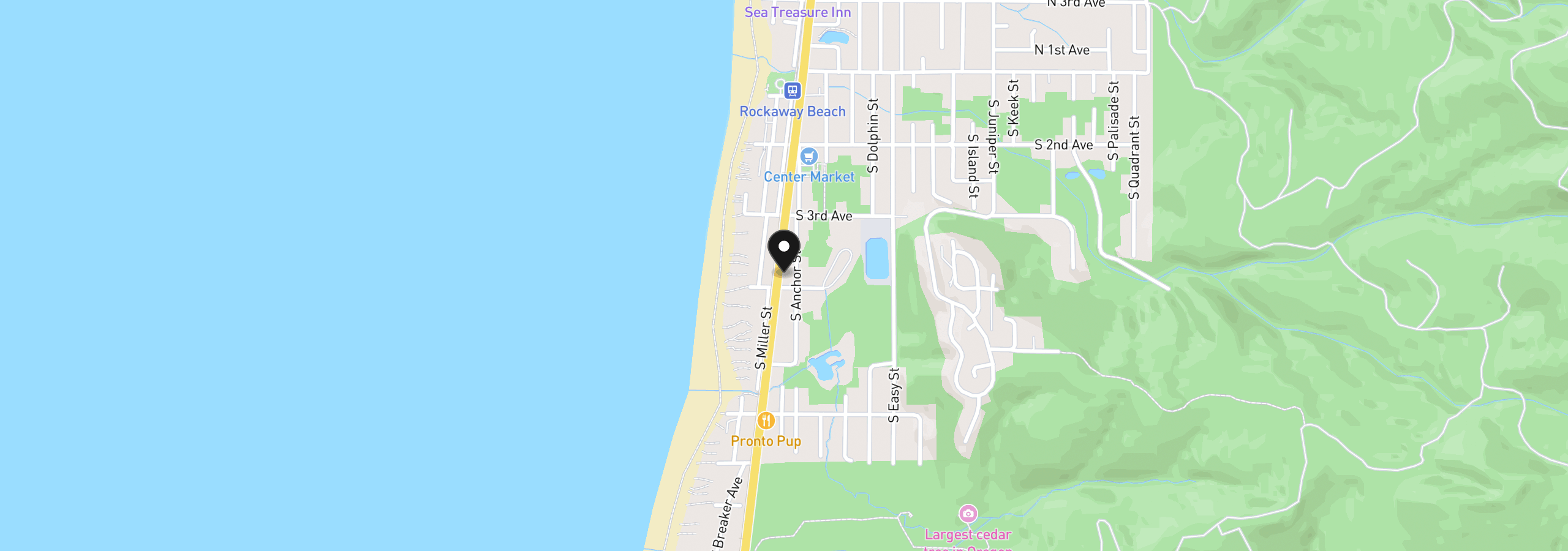 Map showing the location of 378 S Highway 101, Rockaway Beach, OR 97136