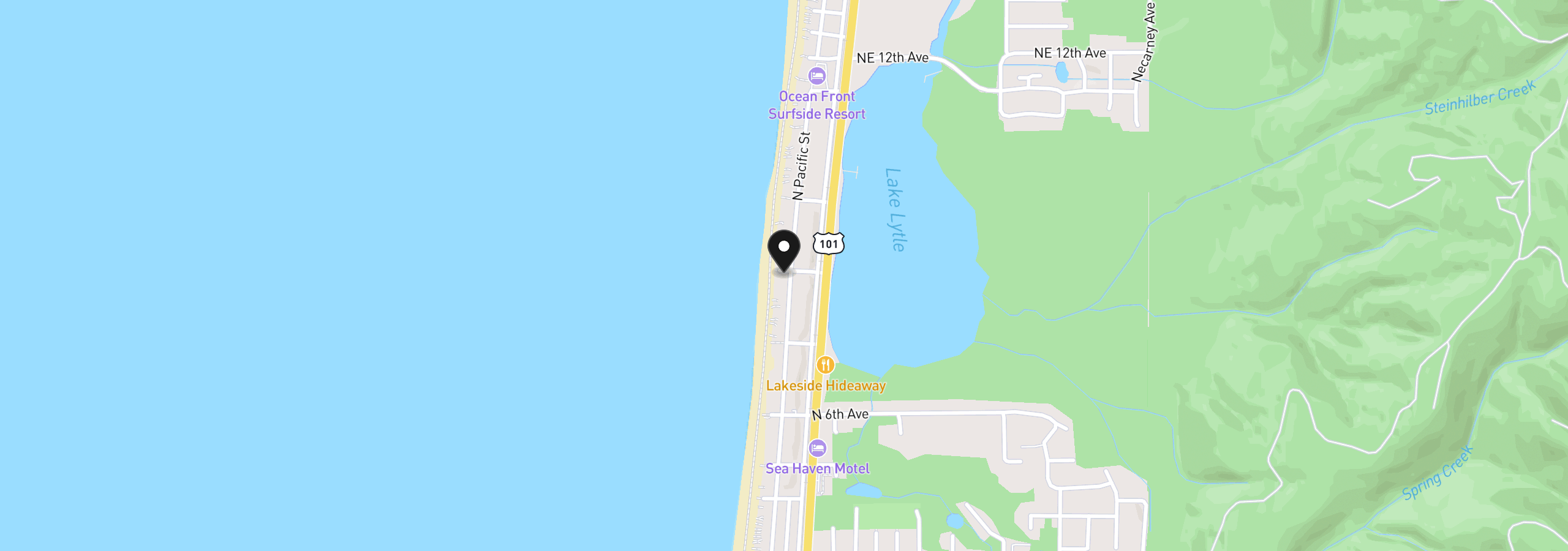 Map showing the location of 797 N Pacific St, Rockaway Beach, OR 97136