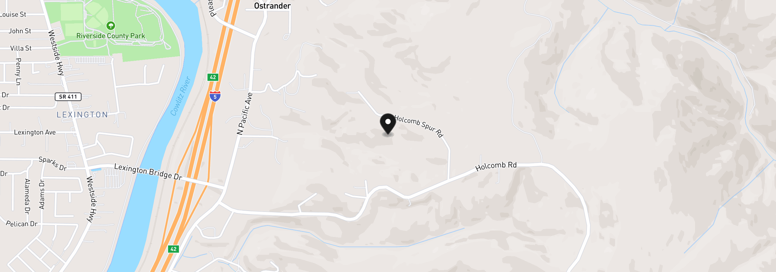 Map showing the location of 311 Holcomb Spur Rd, Kelso, Wa 98626