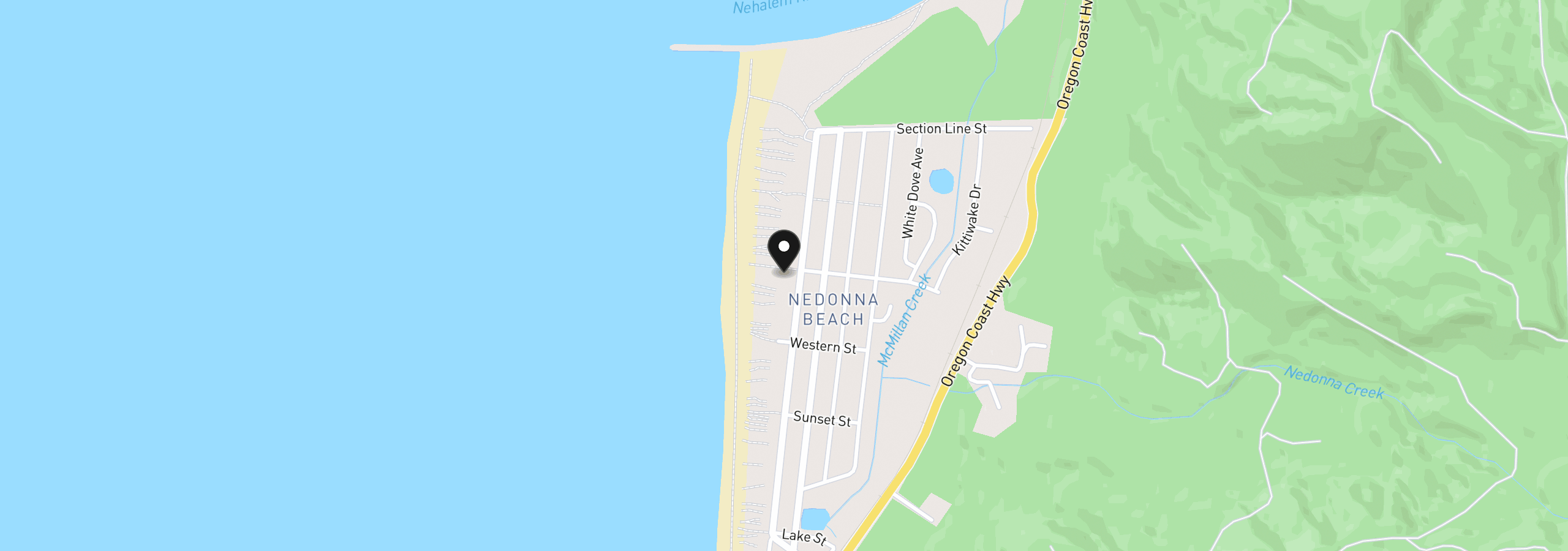 Map showing the location of 26390 Beach Dr, Rockaway Beach, OR 97136