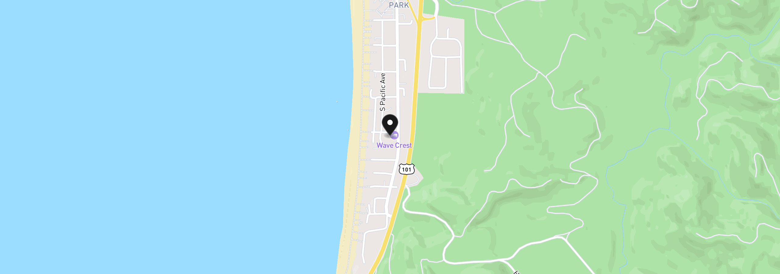Map showing the location of 131 Brallier Rd, Cannon Beach, OR 97110