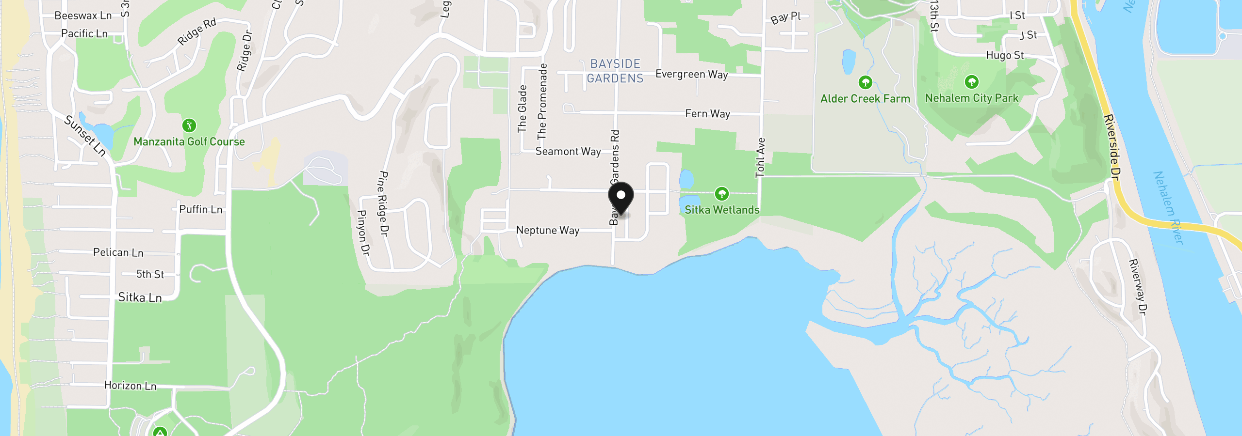 Map showing the location of 34010 Mallard Ave, Nehalem, OR 97131