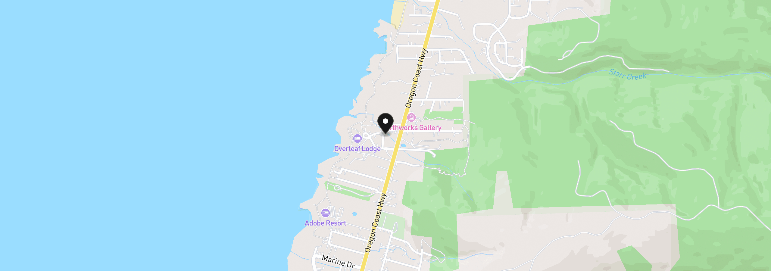 Map showing the location of 2050 Overleaf Loop, Yachats, OR 97498