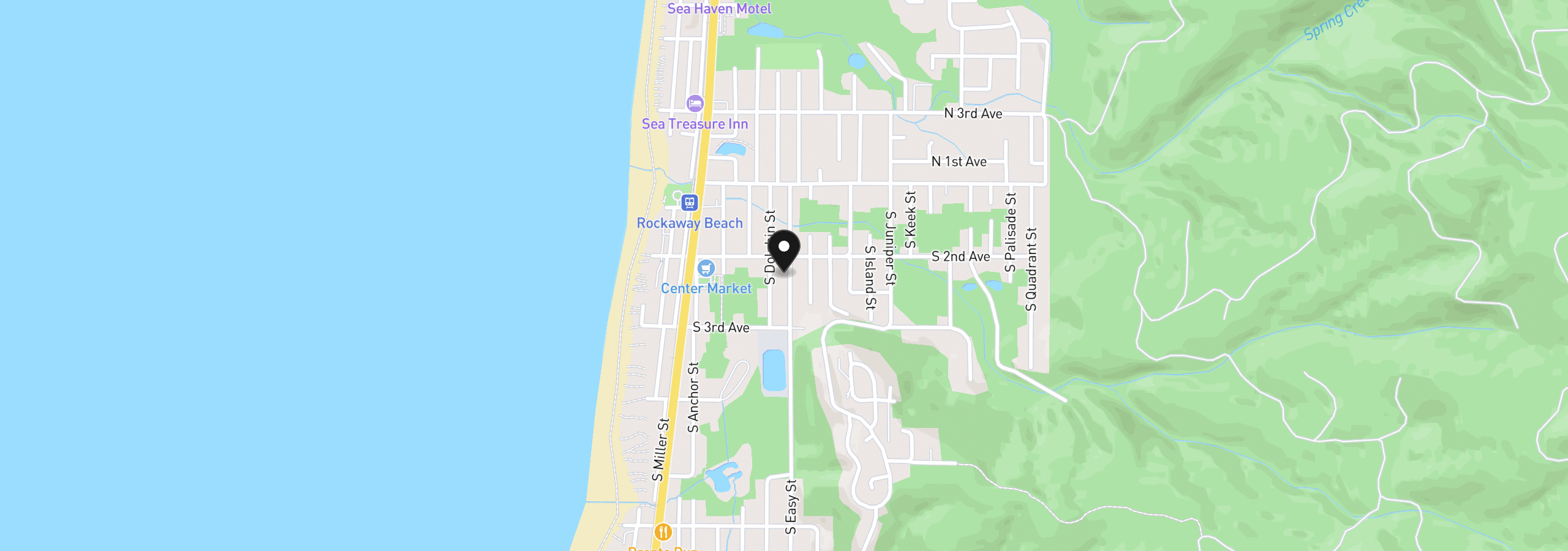 Map showing the location of S Easy, Rockaway Beach, OR 97136