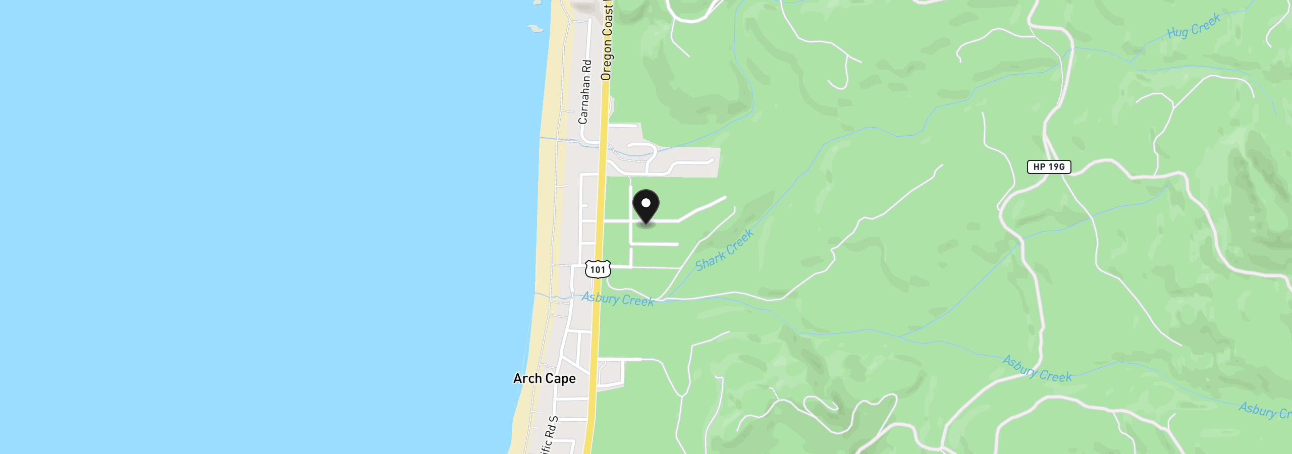 Map showing the location of 32100 Hemlock Ln, Arch Cape, OR 97102