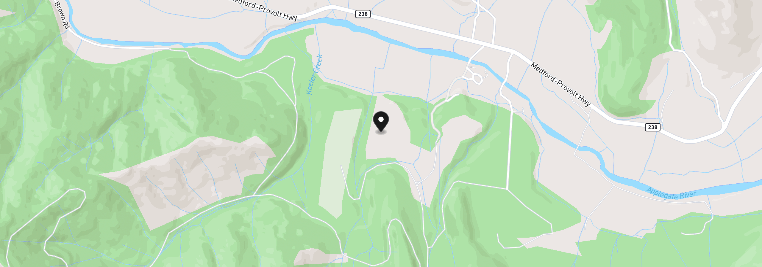 Map showing the location of 11777 Highway 238, Jacksonville, OR 97530