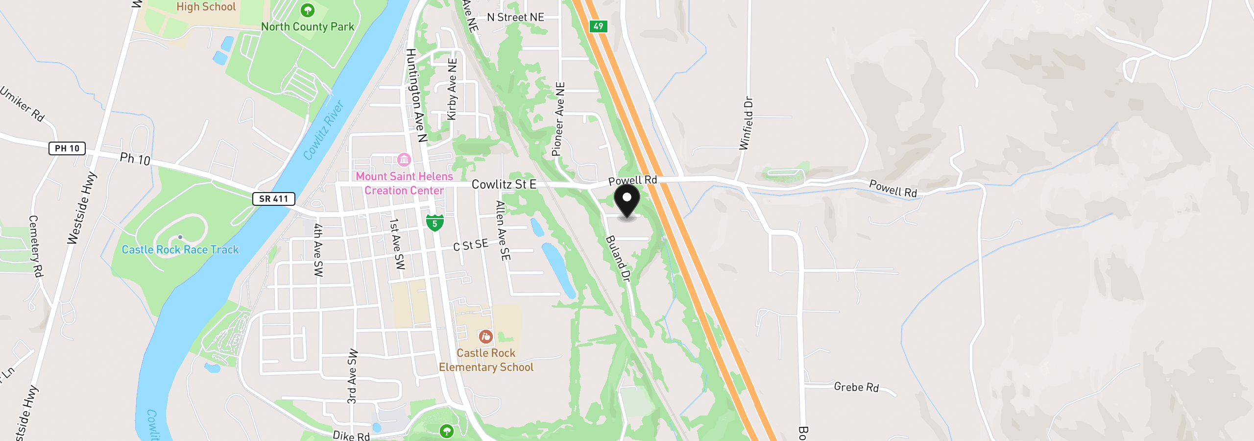 Map showing the location of 111 Appleman Dr, Castle Rock, Wa 98611