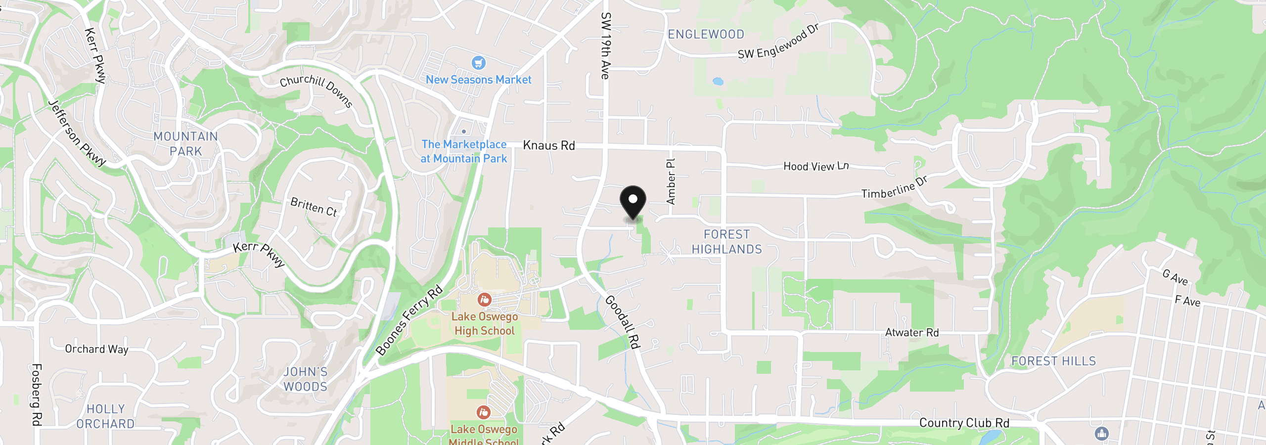 Map showing the location of 13562 Goodall Rd 3, Lake Oswego, OR 97034