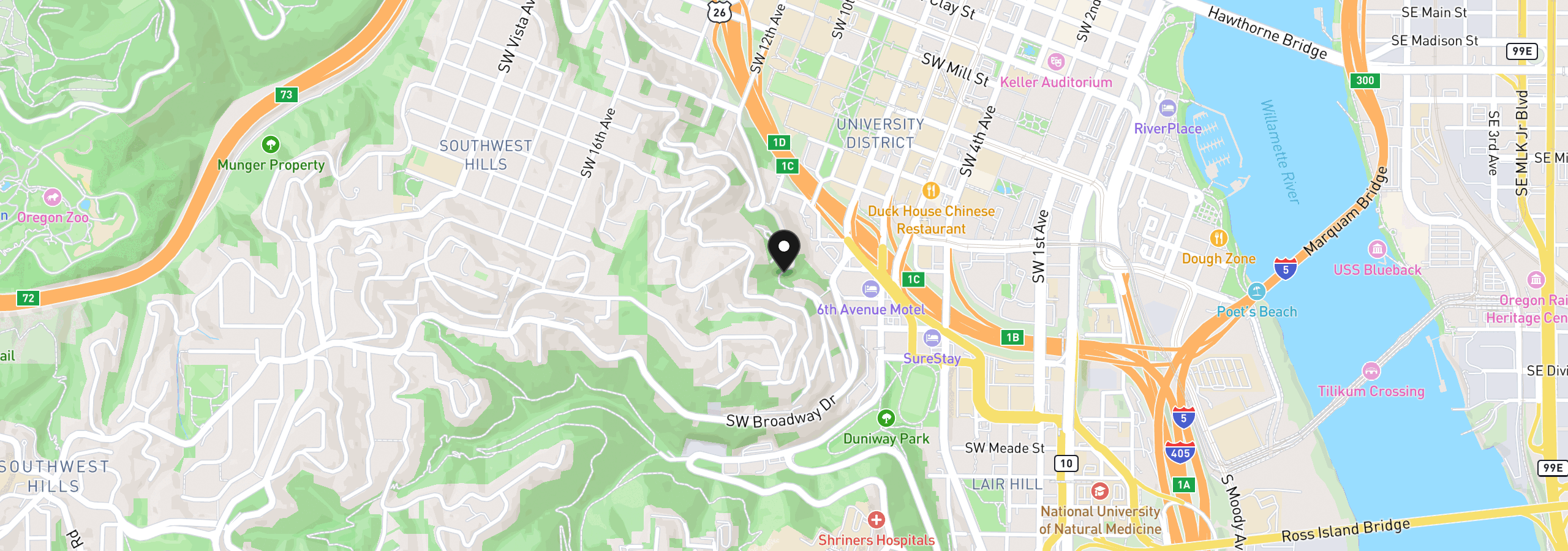 Map showing the location of SW Cardinell Way, Portland, OR 97201