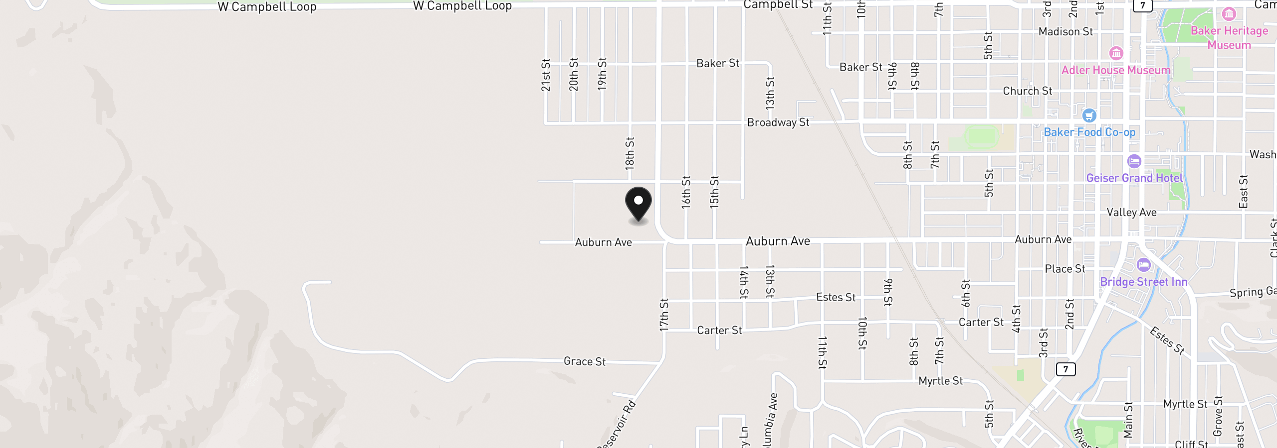 Map showing the location of 0 Auburn 4100, Baker City, OR 97814