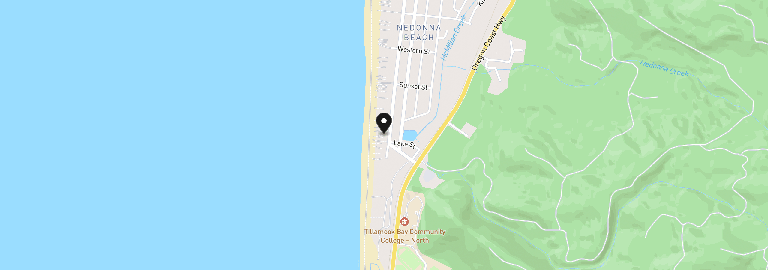 Map showing the location of 25730 Beach Dr, Rockaway Beach, OR 97136