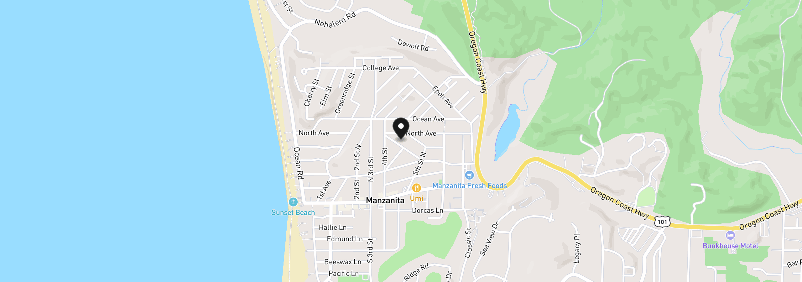 Map showing the location of 427 Pine Ave, Manzanita, OR 97130