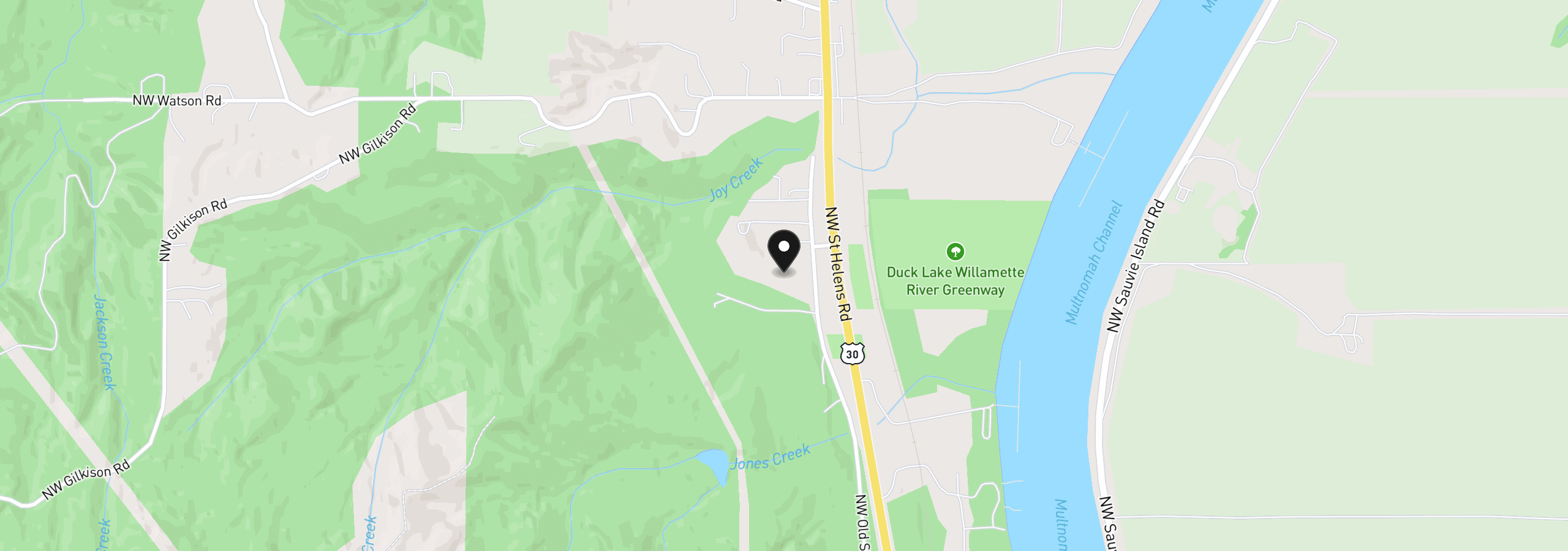 Map showing the location of 26901 NW Saint Helens Rd, Scappoose, OR 97056