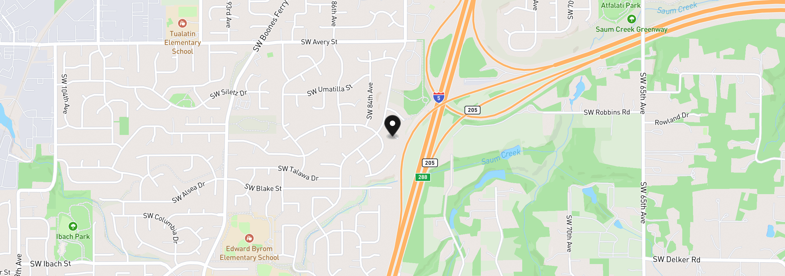 Map showing the location of 8206 SW Ponca Ct, Tualatin, OR 97062