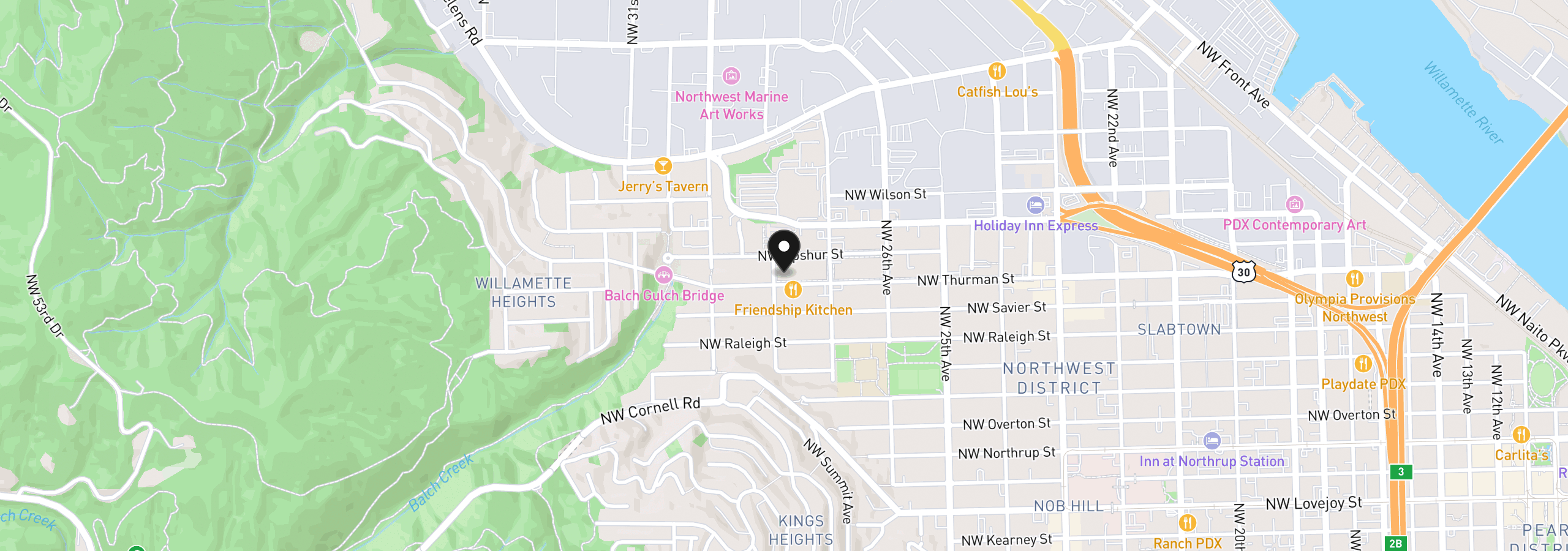 Map showing the location of 2791 NW Thurman St, Portland, OR 97210