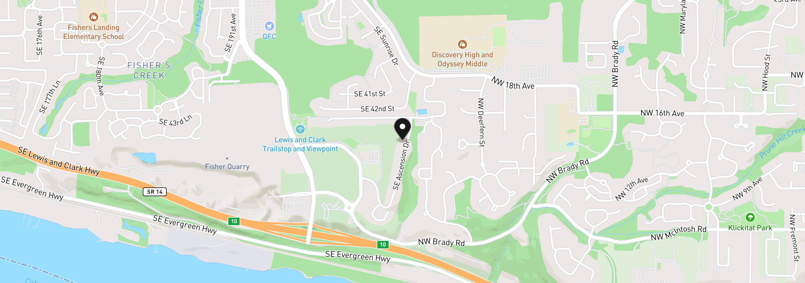 Map showing the location of 4402 SE Ascension Dr, Camas, Wa 98607