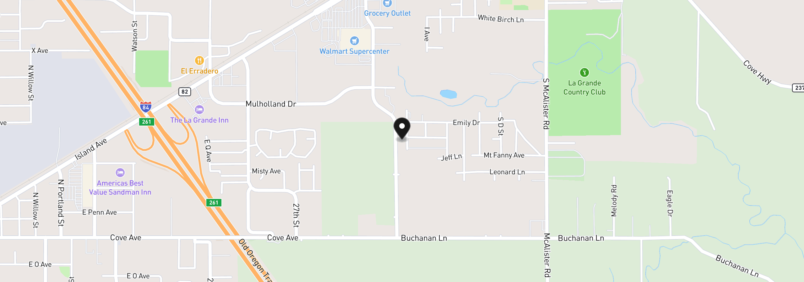 Map showing the location of 10806 Carrie Way, Island City, OR 97850