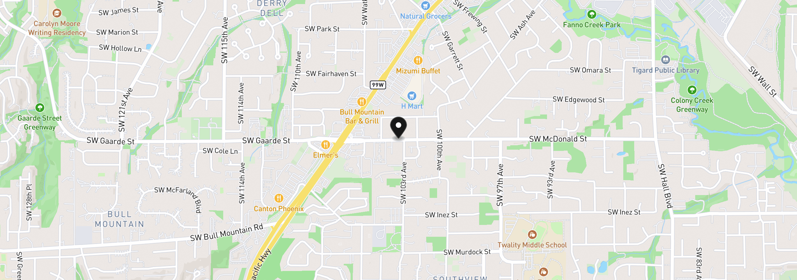 Map showing the location of 0 SW McDonald St, Tigard, OR 97224